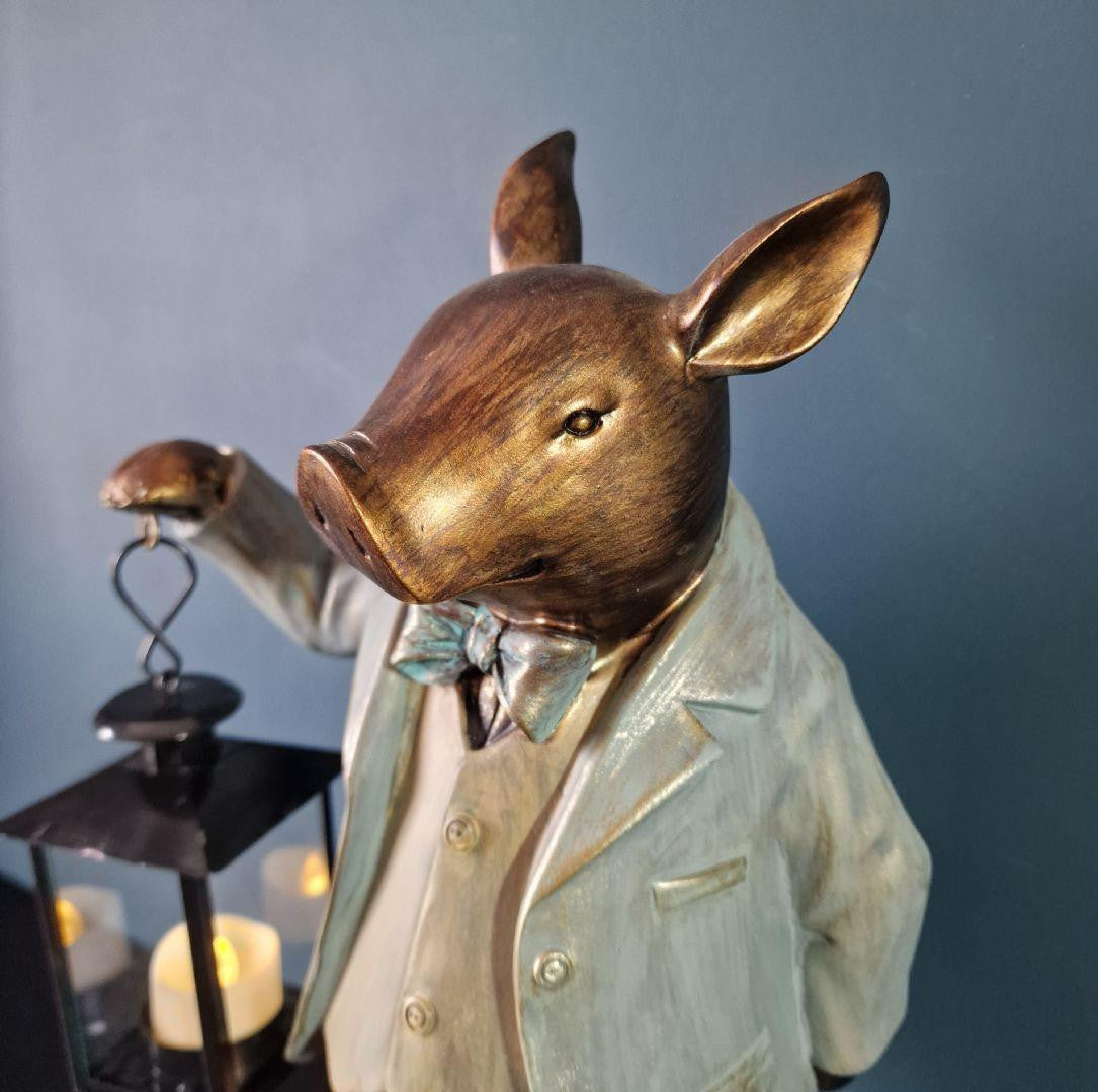 Pig with Lantern Home Decor Ornament