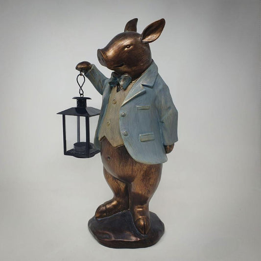 Pig with Lantern Home Decor Ornament