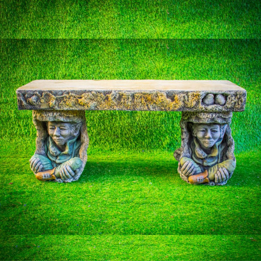 Stone Pixie Goblin Magical Garden Bench