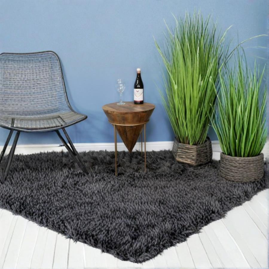 Plant Stand Round  Side Table with Metal Frame and Wooden Top