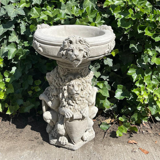 Regal Three Lions Stonecast Birdbath