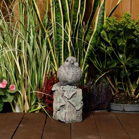 Robin on Post Statue | Bird on Post Stone Garden Ornament