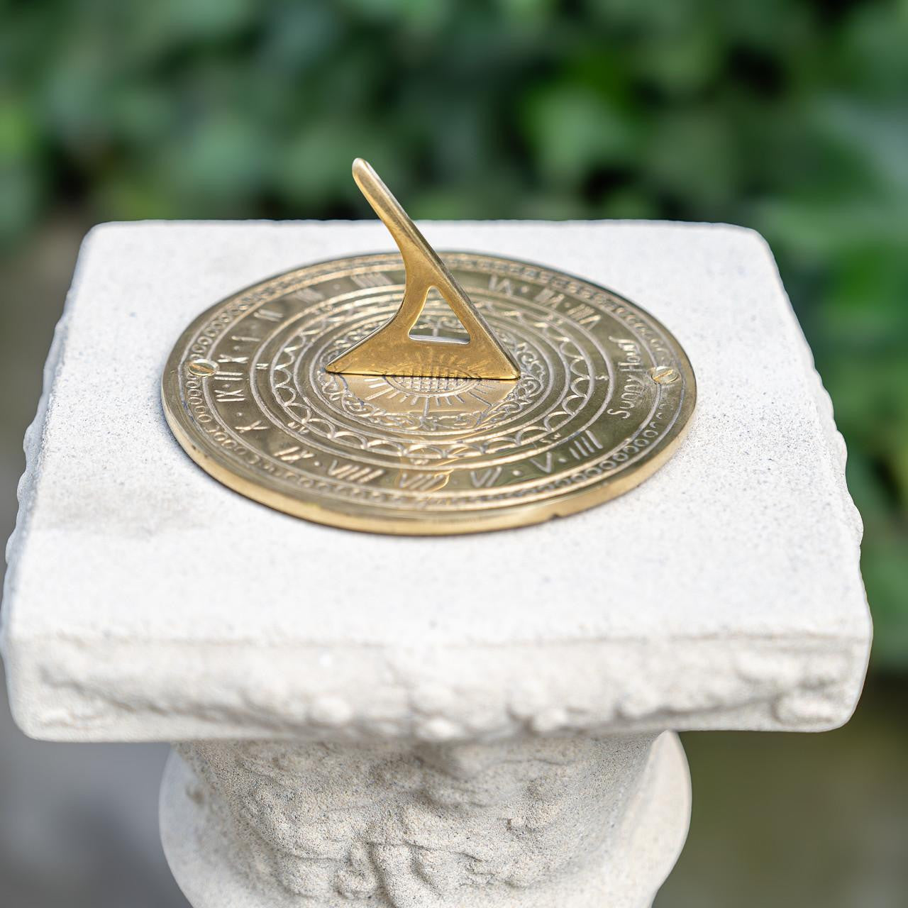 Roman design Tall Sandstone Sundial with Bronze Top