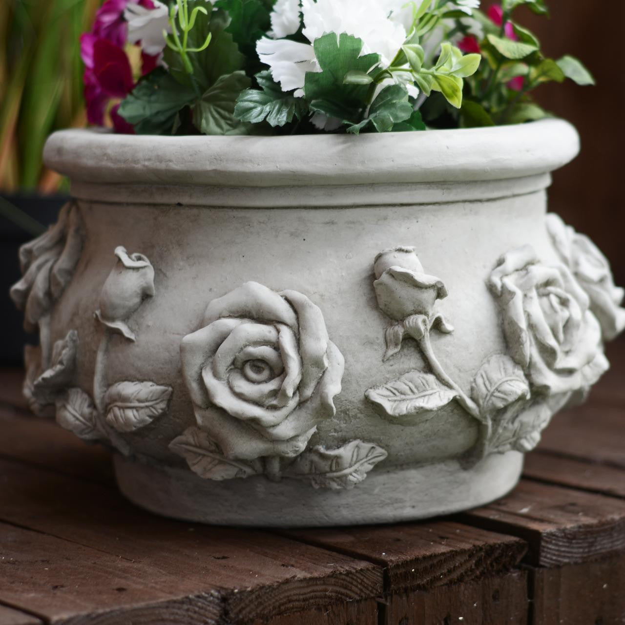 Rose Pot Stone Cast Garden Plant Pot
