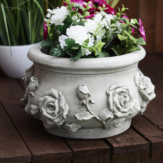 Rose Pot Stone Cast Garden Plant Pot