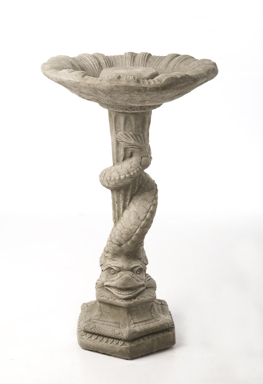 Serpent Design Stone Garden Birdbath