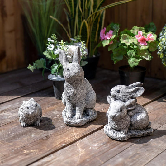 Set of 3 Bunny Rabbit Garden Ornaments
