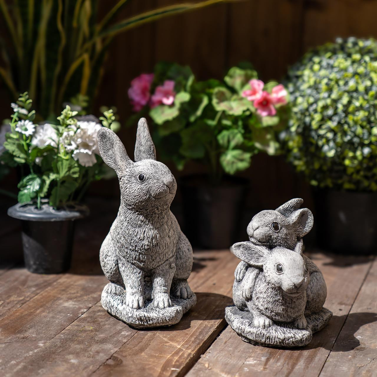 Set of 3 Bunny Rabbit Garden Ornaments