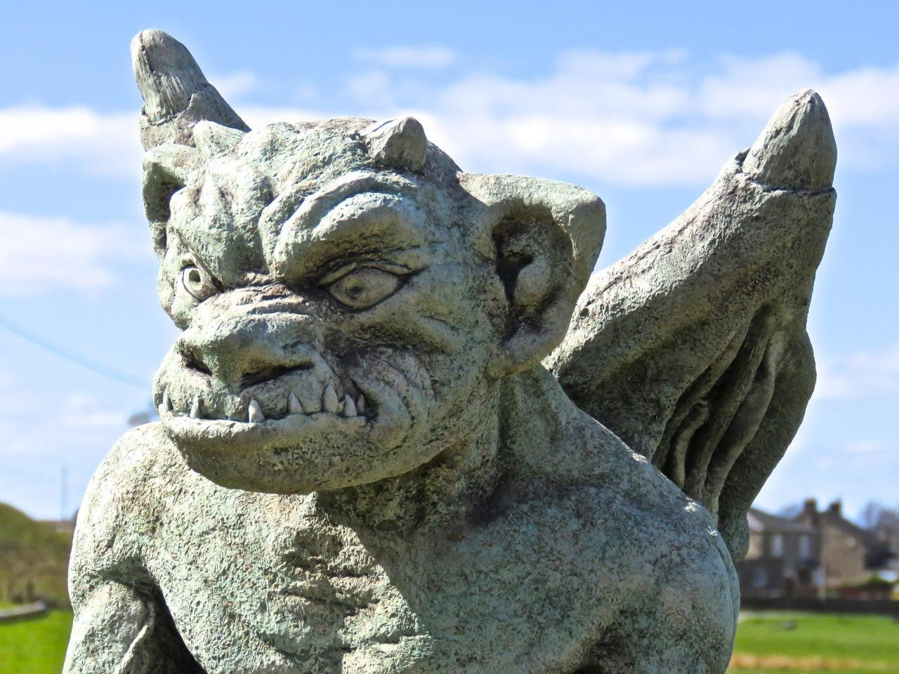 Set of Stone cast Guardian Demon Gargoyles