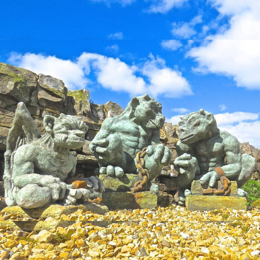 Set of Stone cast Guardian Demon Gargoyles
