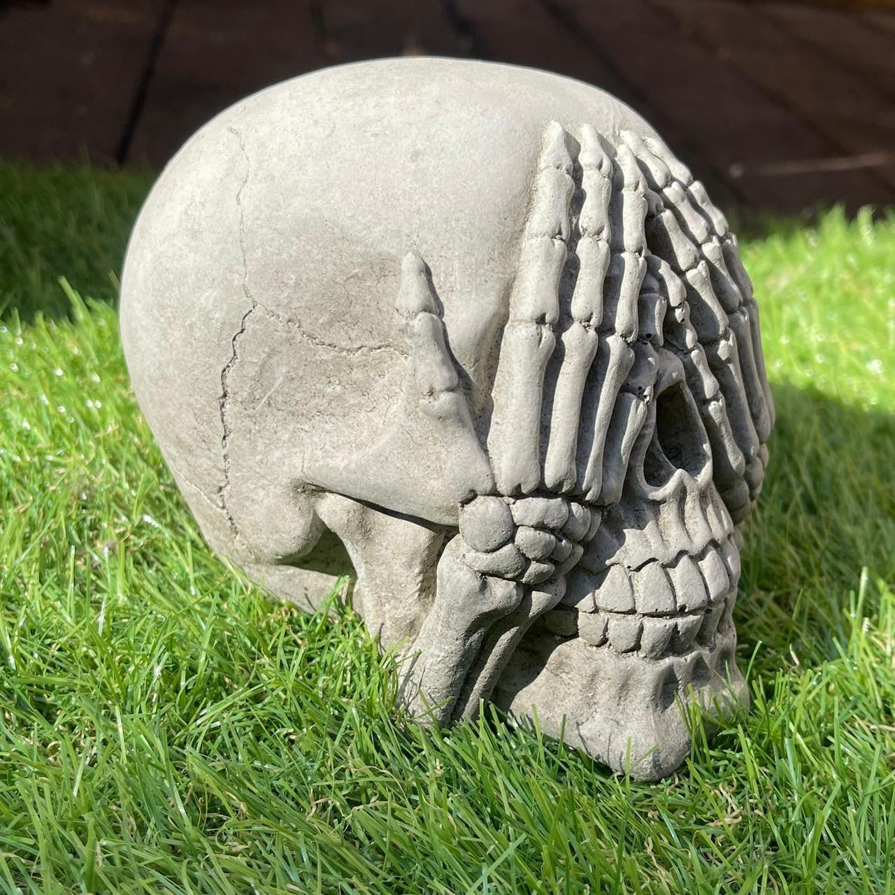 Set of Three Skulls Stone cast Garden Ornament Home Decoration