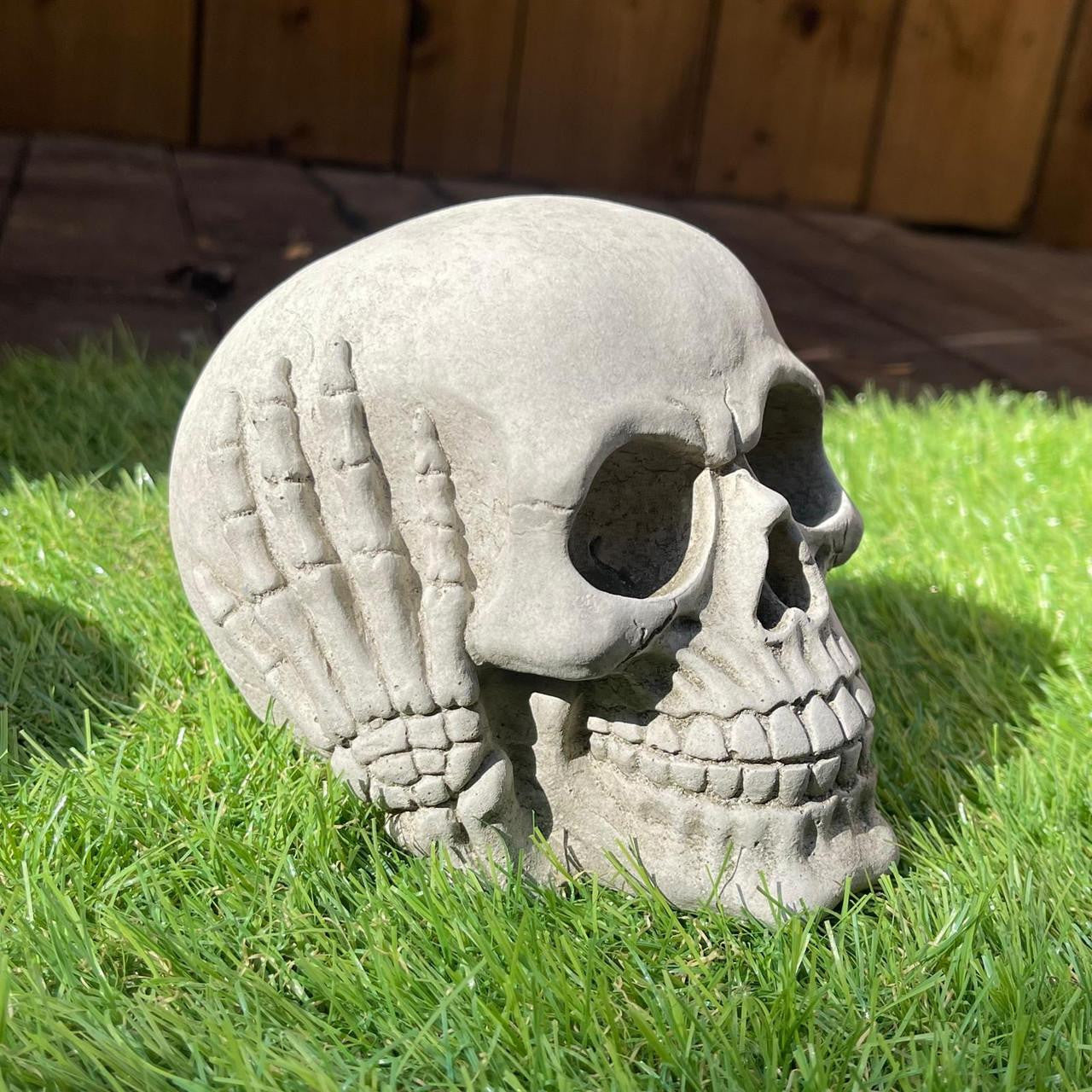Set of Three Skulls Stone cast Garden Ornament Home Decoration