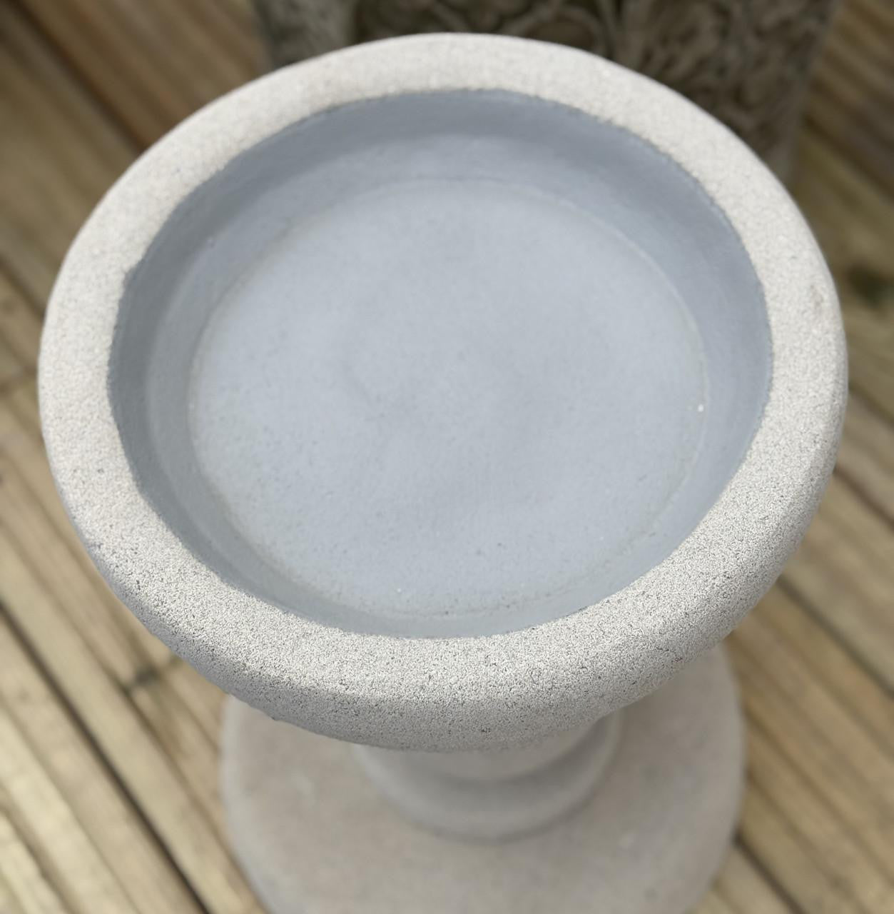 Short Minimalistic Sandstone Bird Bath with Round Base