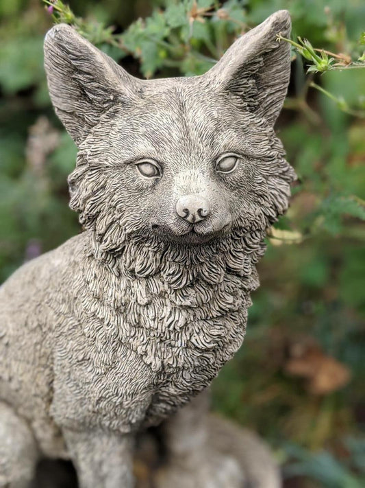 Sitting Fox Stone Fairy Garden Ornament Animal Statue