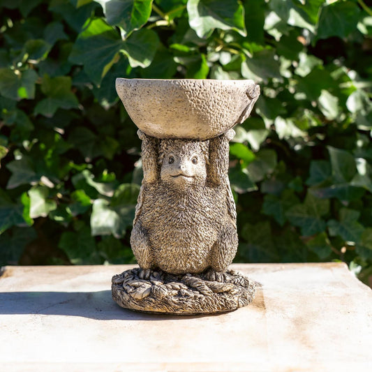 Small Adorable Hedgehog Design Stonecast Bird Bath