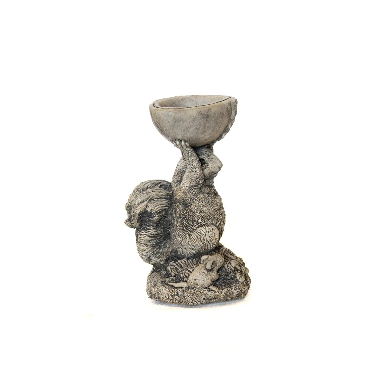 Small Adorable Squirrel And Nut Design Stonecast Bird Bath