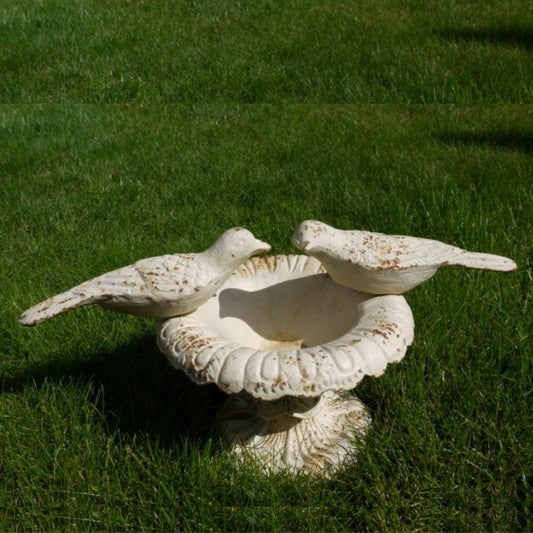 Small Birdbath with Two Friendly Birds