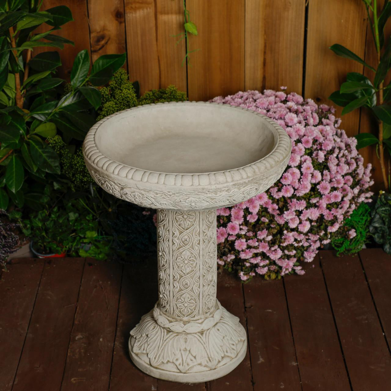 Small Ornate Stone Cast Roman Bird Bath