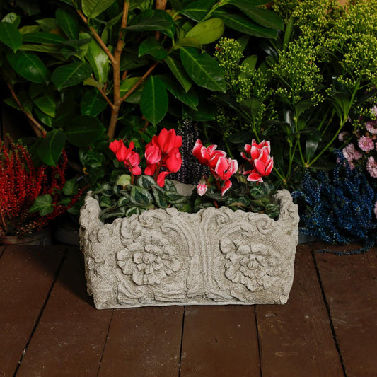 Small Solid Stone Cast 'Wood' Flower Pot 