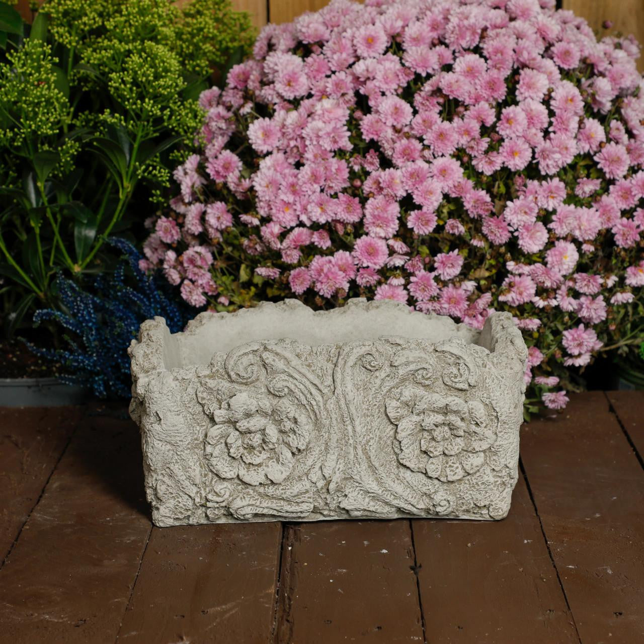 Small Solid Stone Cast 'Wood' Flower Pot 