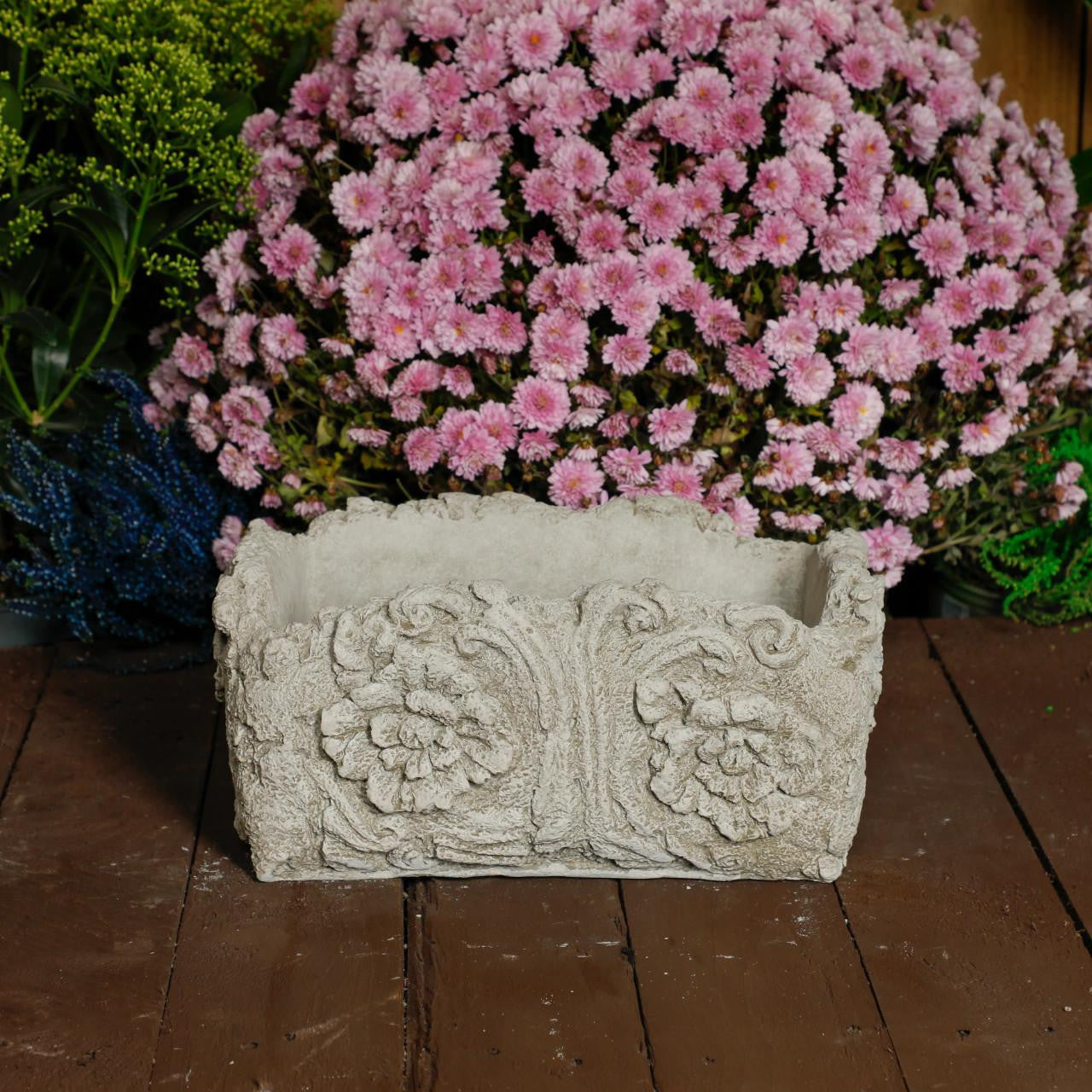 Small Solid Stone Cast 'Wood' Flower Pot 
