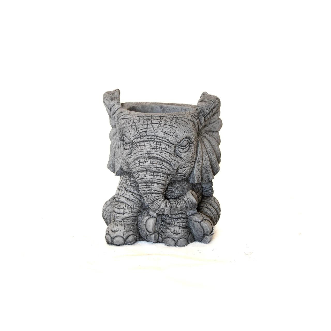 Small Stone Cast Elephant Planter Pot