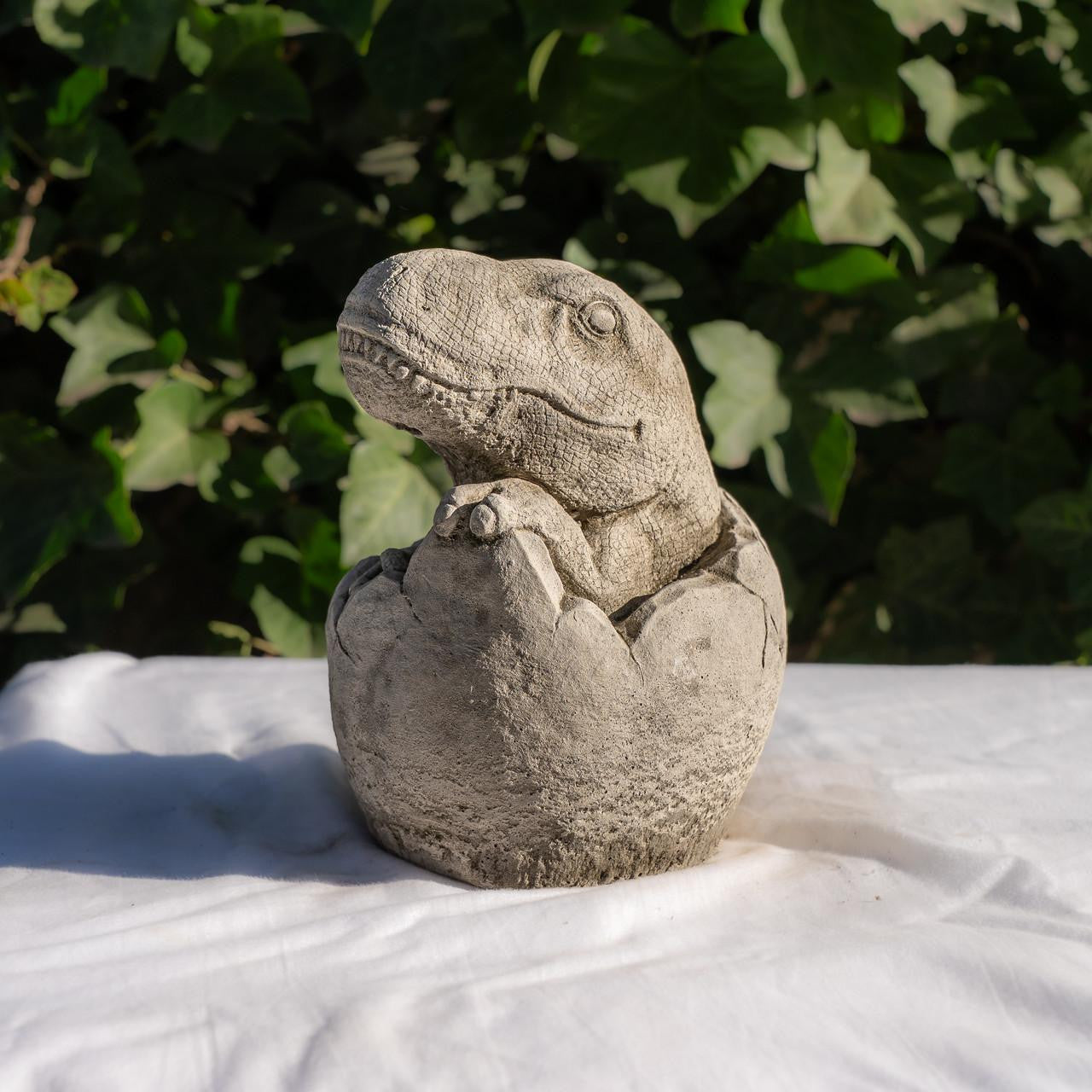 Small Stone Cast Baby T-Rex Dinosaur Garden Sculpture