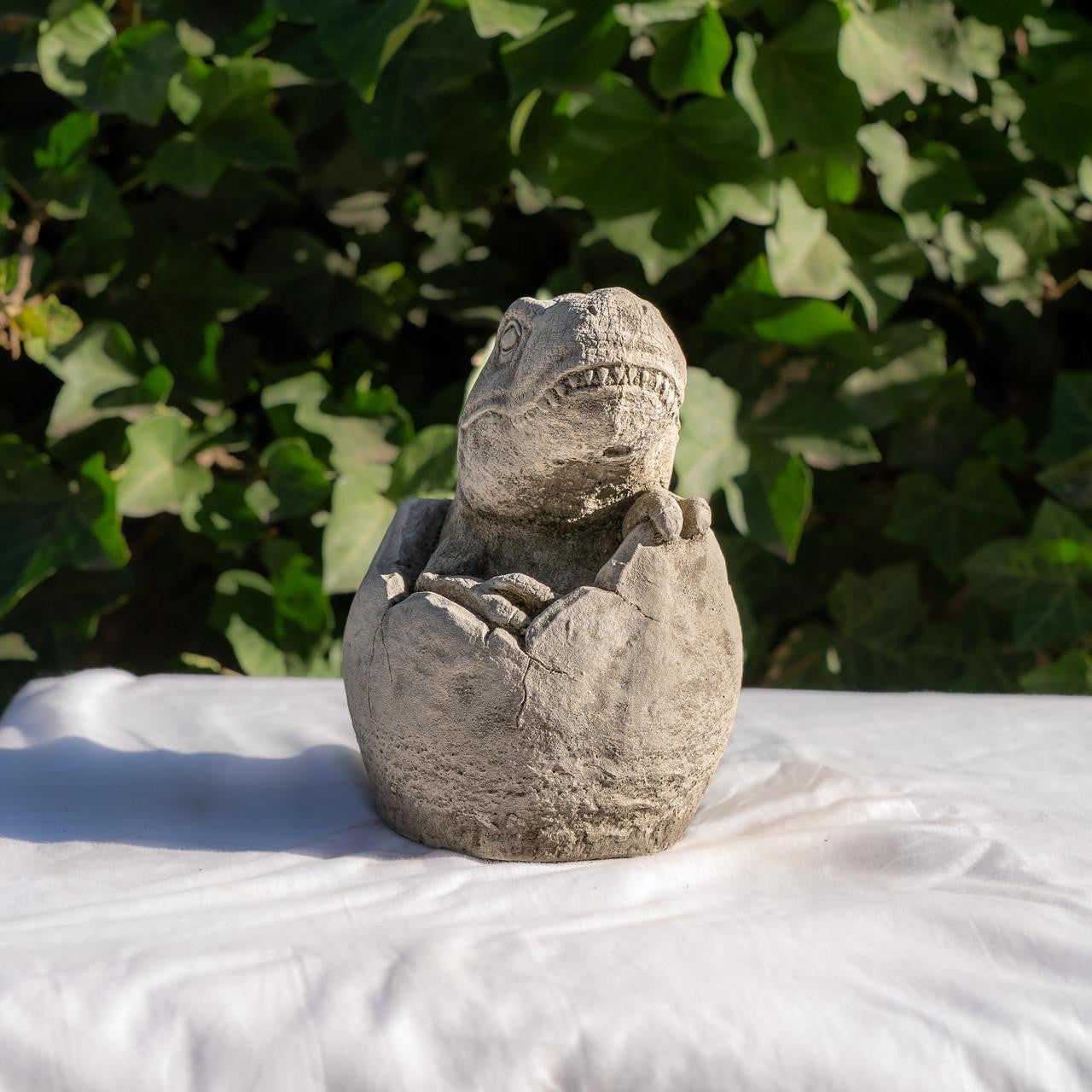 Small Stone Cast Baby T-Rex Dinosaur Garden Sculpture
