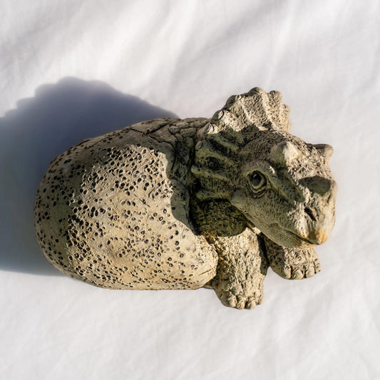 Small Stone Cast Triceratops Garden Sculpture Dinosaur Animal Statue