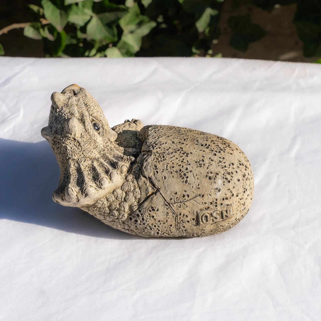 Small Stone Cast Triceratops Garden Sculpture Dinosaur Animal Statue