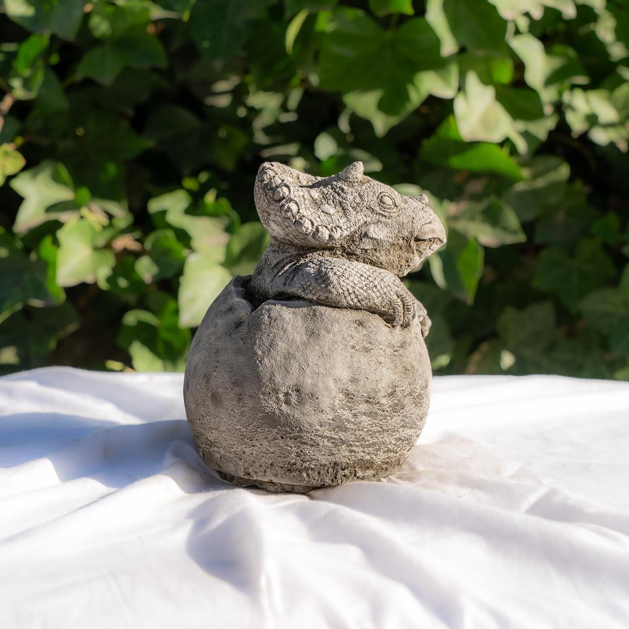 Small Stone Cast Baby Triceratops Dinosaur Garden Sculpture