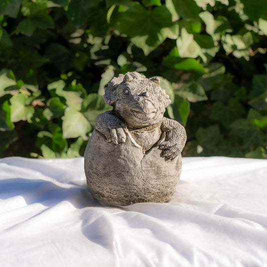 Small Stone Cast Baby Triceratops Dinosaur Garden Sculpture