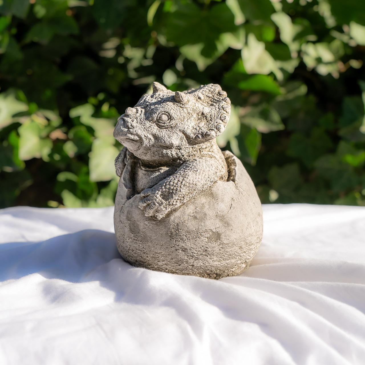 Small Stone Cast Baby Triceratops Dinosaur Garden Sculpture