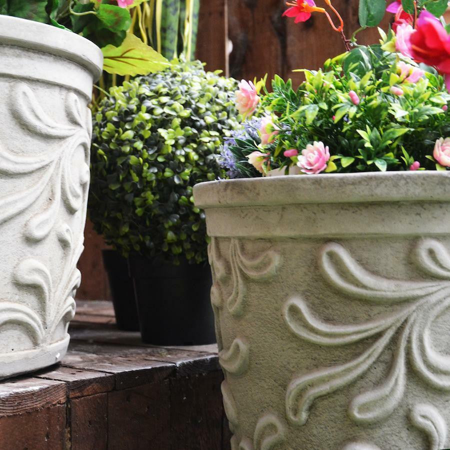 Small Wavy Leaves Stone cast Flower Pots