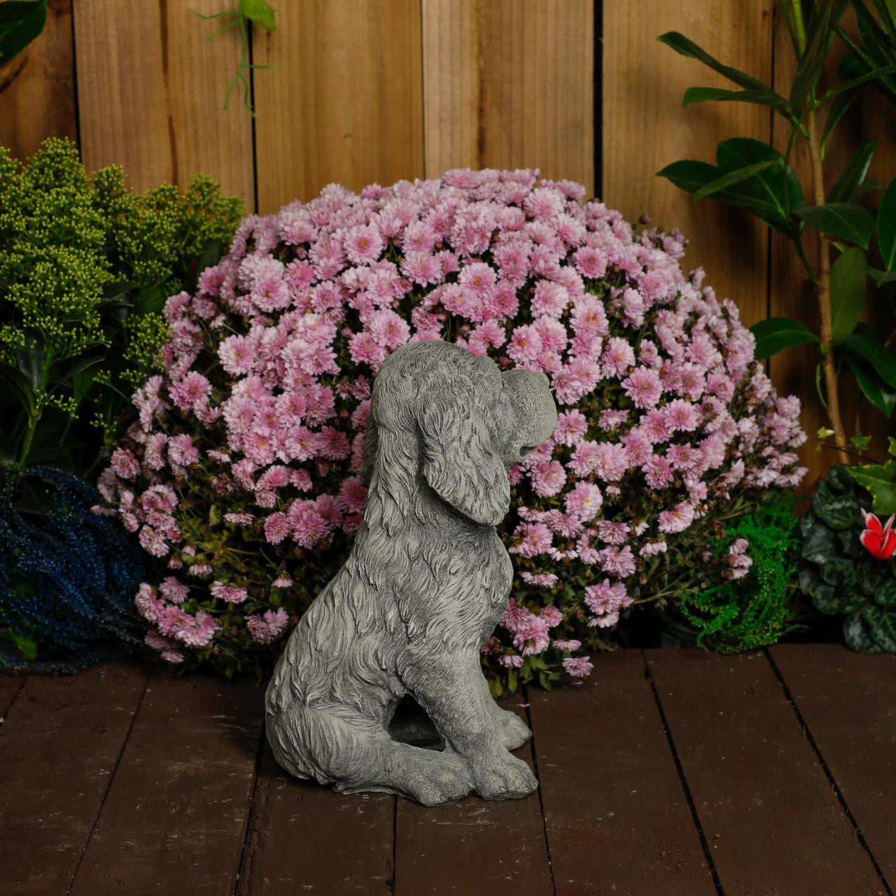 Spaniel Puppy Dog Stone Cast Garden Ornament 