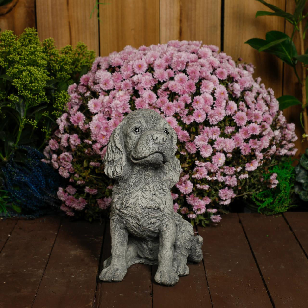 Spaniel Puppy Dog Stone Cast Garden Ornament 