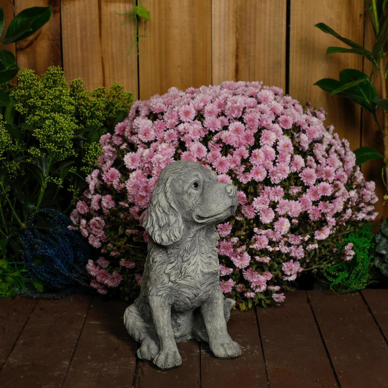 Spaniel Puppy Dog Stone Cast Garden Ornament 