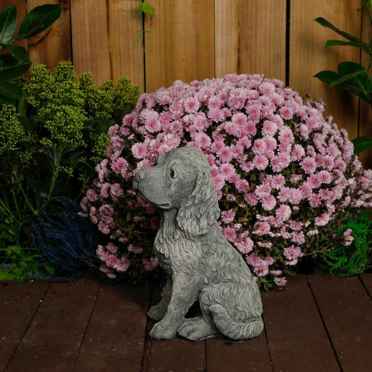 Spaniel Puppy Dog Stone Cast Garden Ornament 