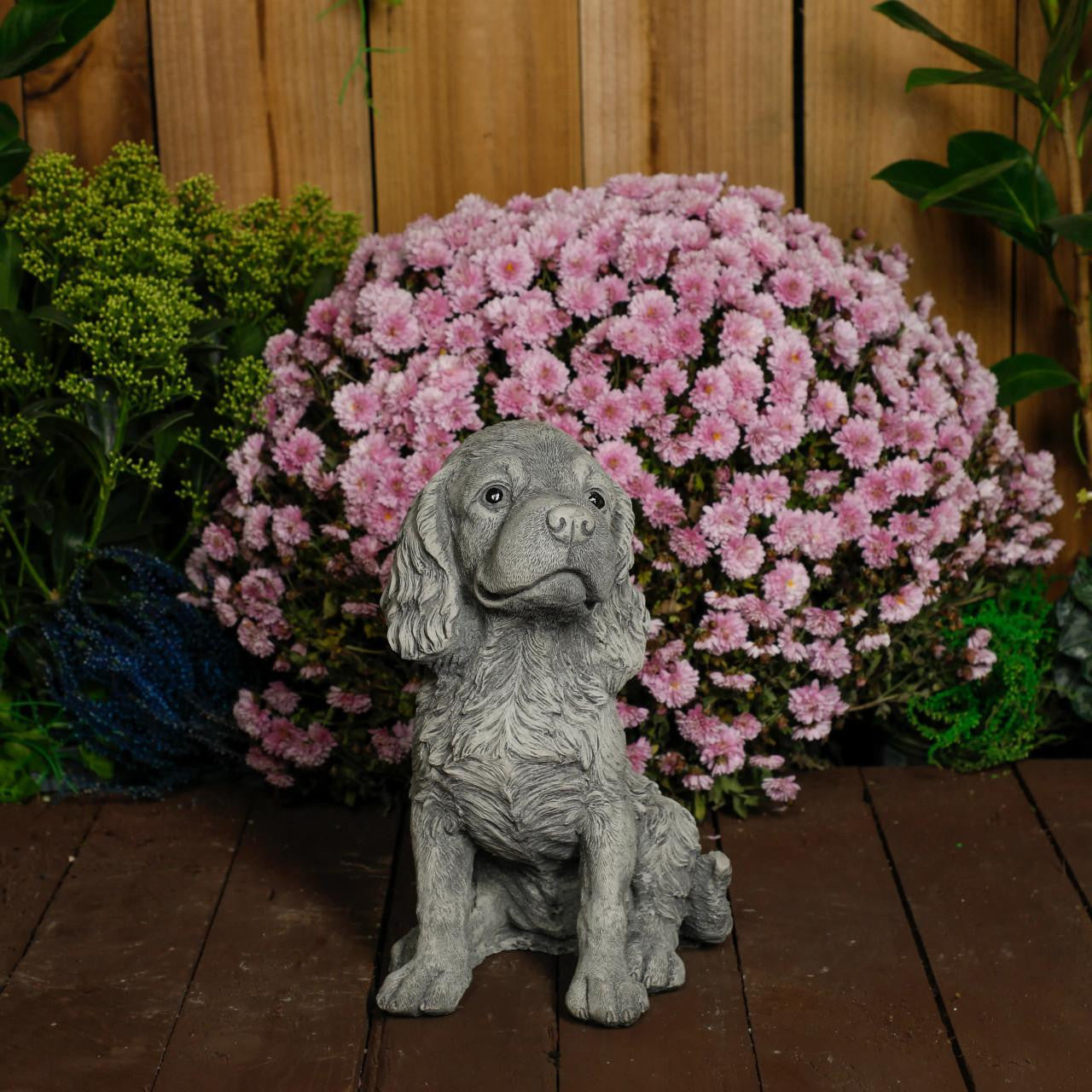 Spaniel Puppy Dog Stone Cast Garden Ornament 
