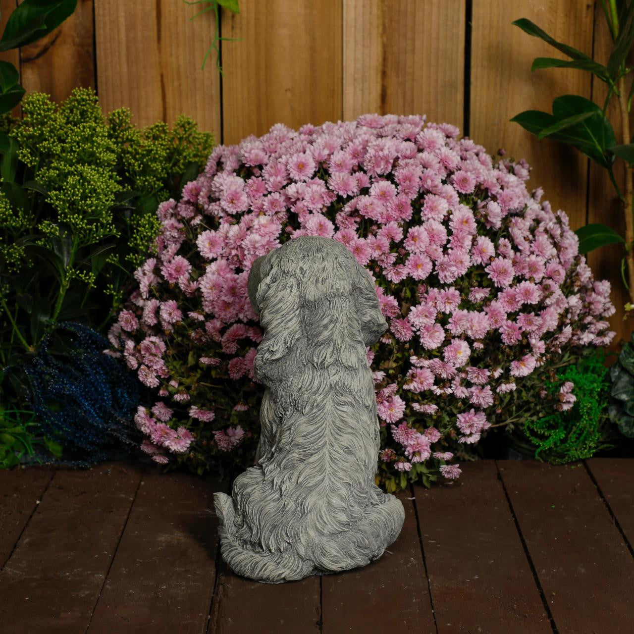 Spaniel Puppy Dog Stone Cast Garden Ornament 