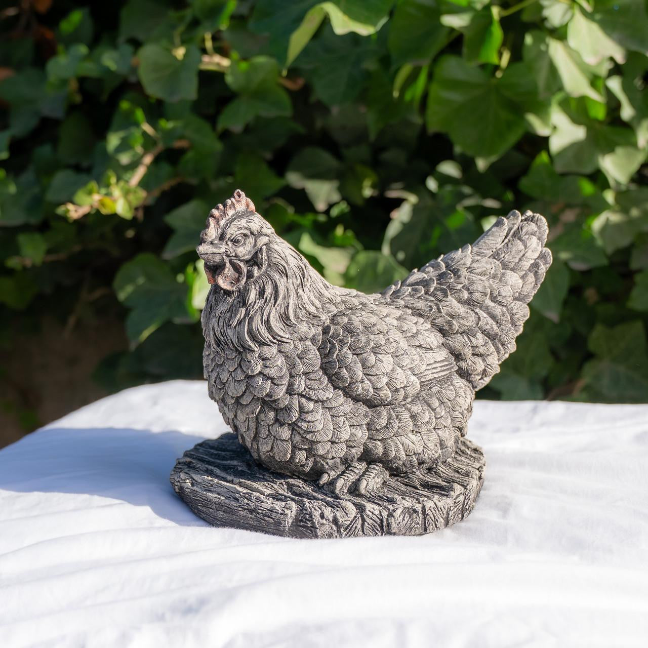 Small Stone Cast Chicken Garden Sculpture Animal Statue