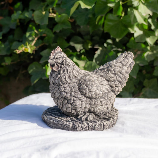 Small Stone Cast Chicken Garden Sculpture Animal Statue