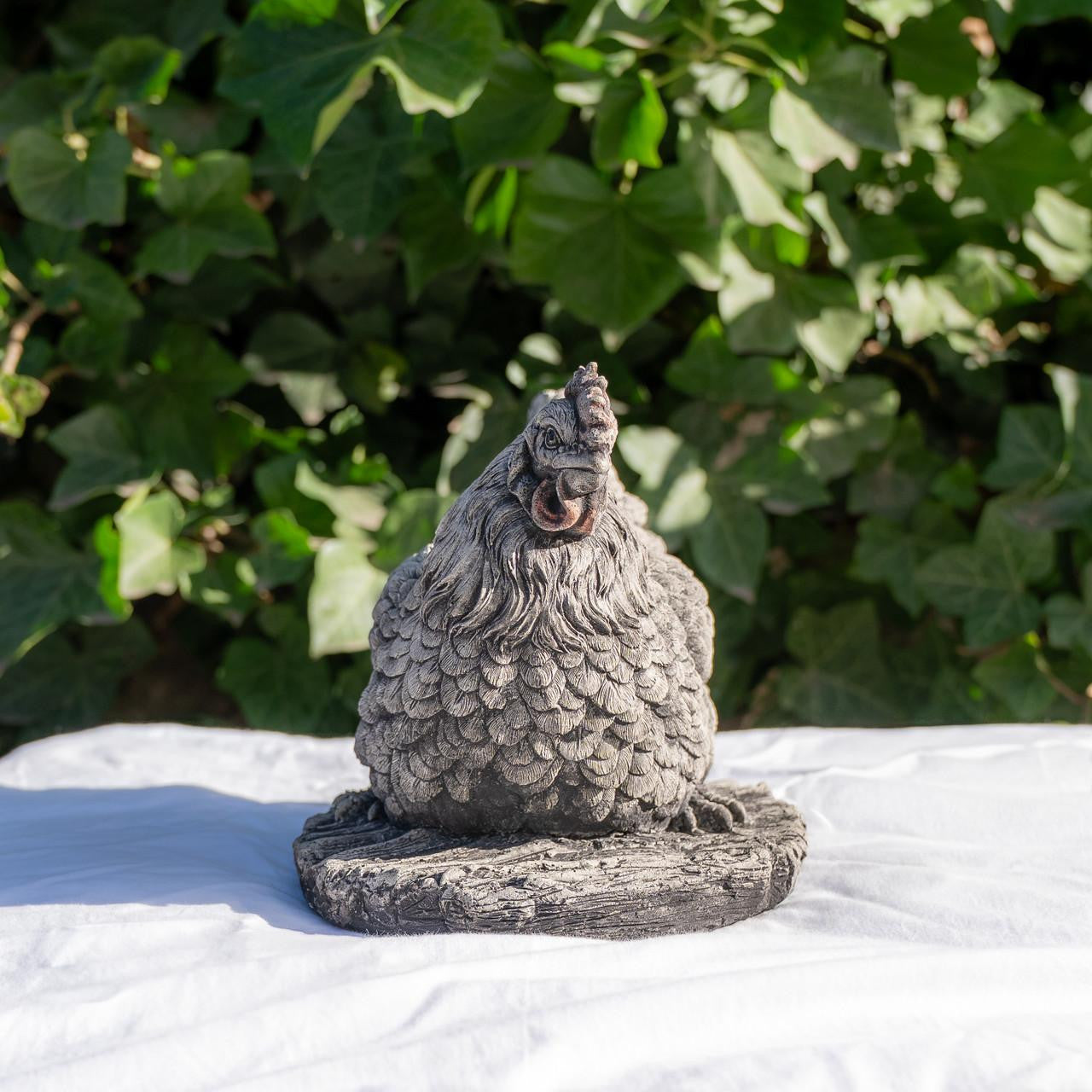 Small Stone Cast Chicken Garden Sculpture Animal Statue