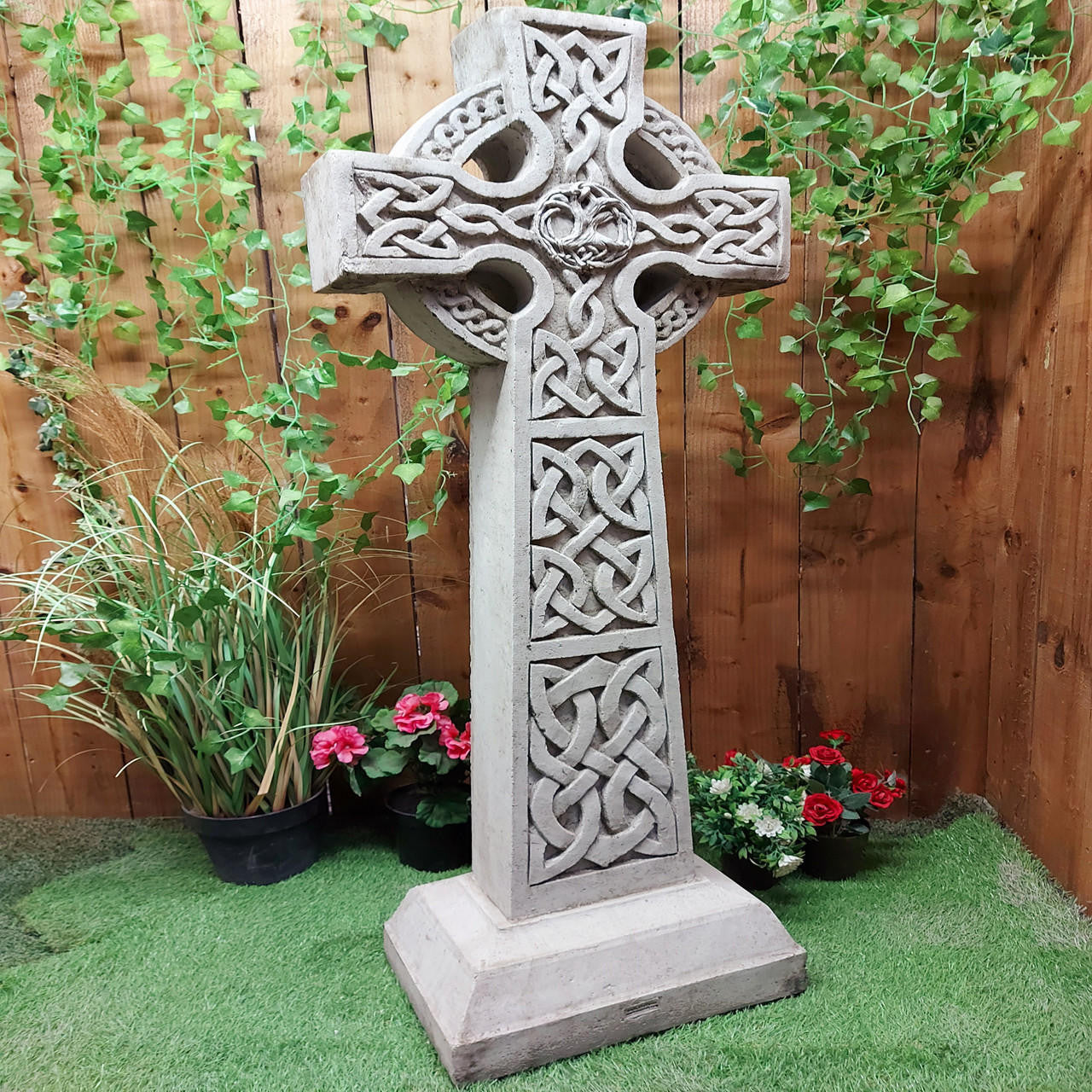 Stone Cast Detailed Giant Celtic Cross