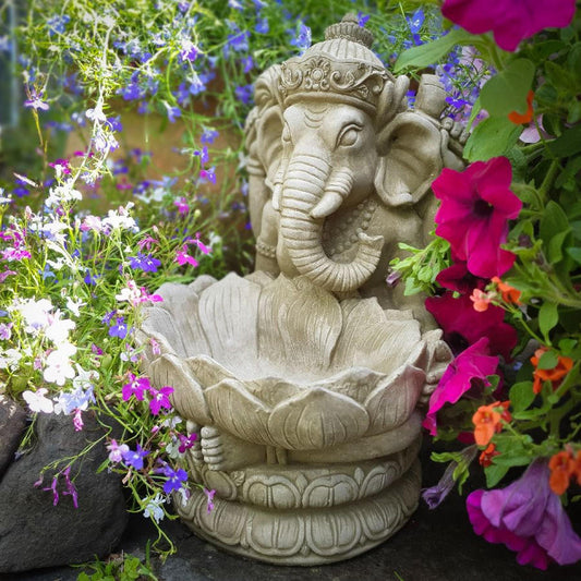 Stone Cast Ganesh Bird Feeder