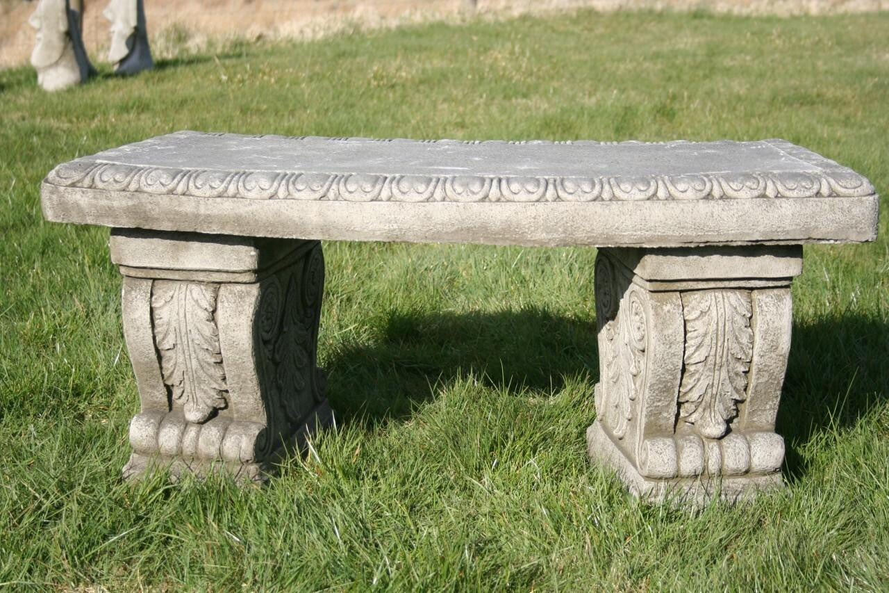 Stone Cast Garden Bench and LaLa Design Birdbath
