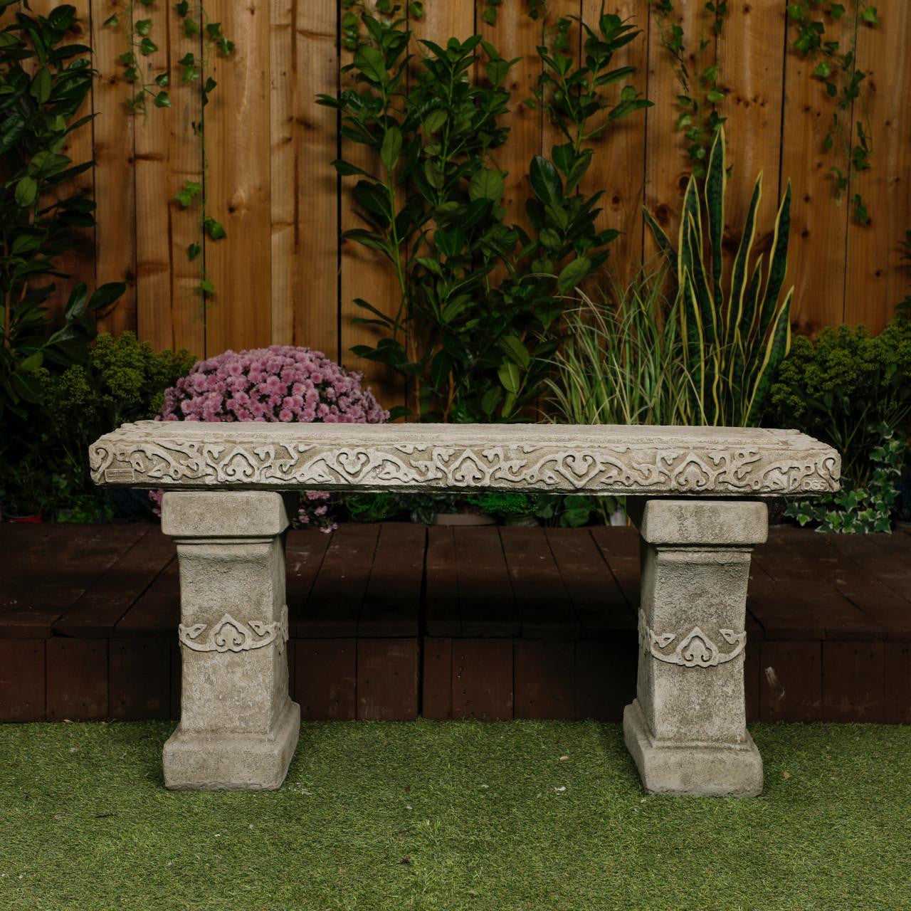 Stone Cast Garden Bench Seat Kazakh Design 
