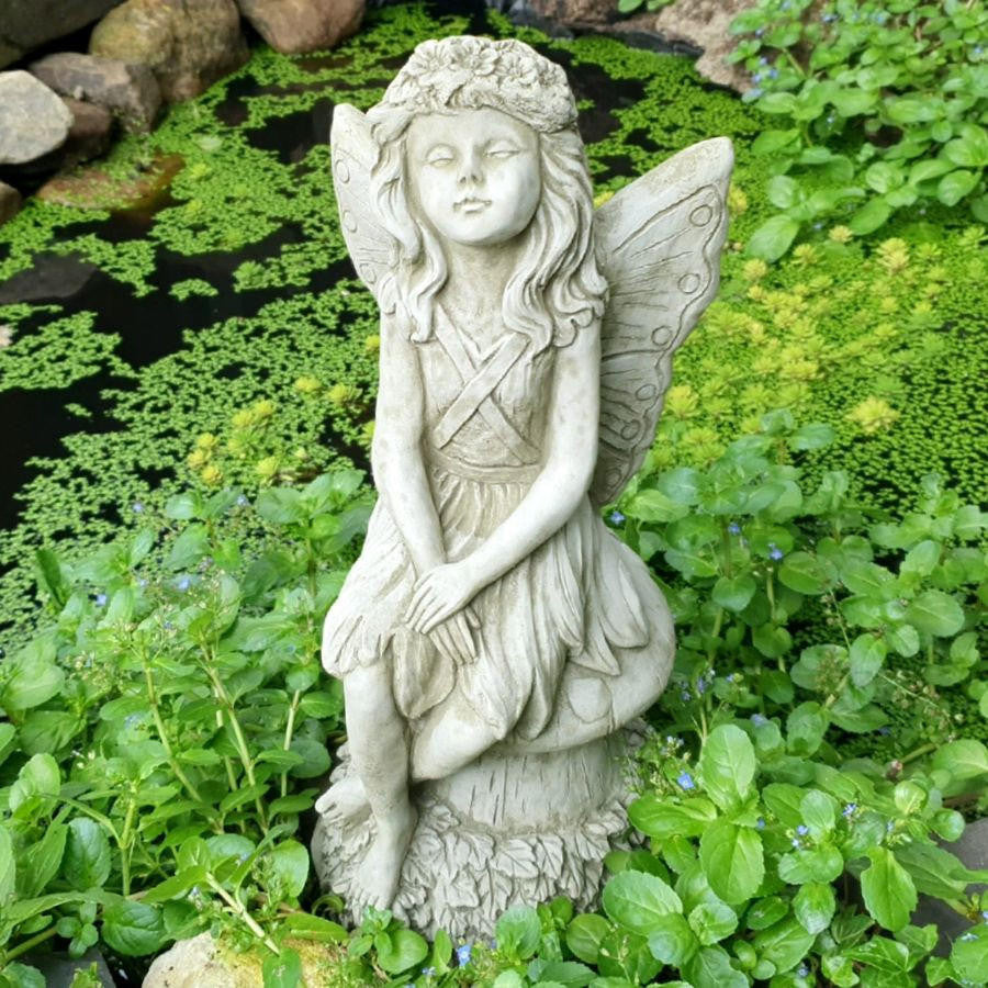 Stone Cast Gazing Fairy of the Forest Ornament