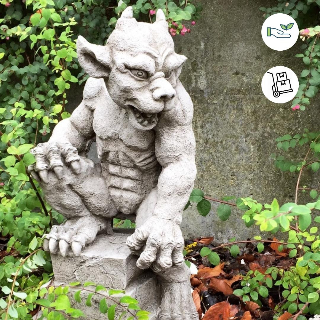 Gargoyle Garden Ornament | Devil on wood garden ornament | Guardian ...