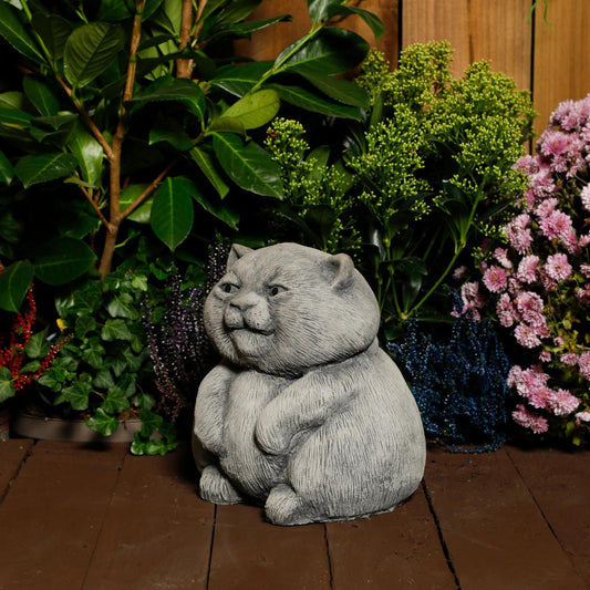 Stone Cast Happy Cat Garden Statue Ornament and Decor